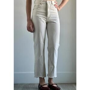 Cream High-Waisted Jeans